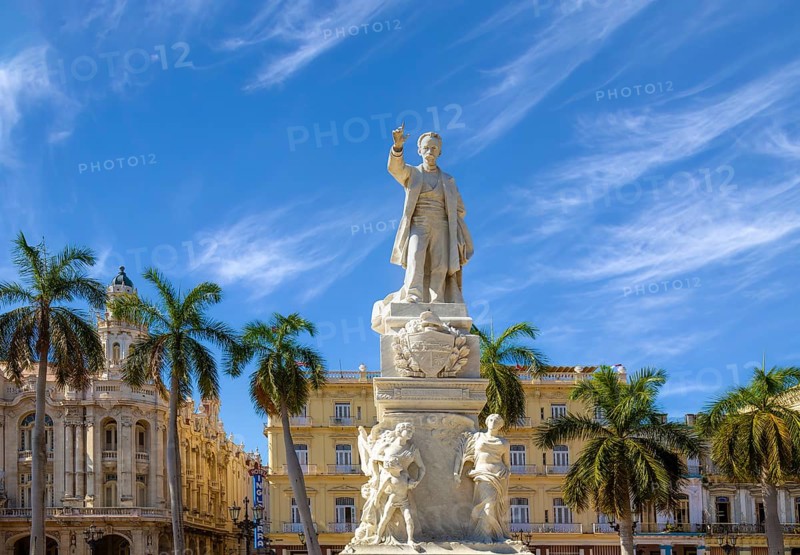 Statue of Jose Marti in Havana Central Park plaza near El Capitolio and Paseo del Prado.