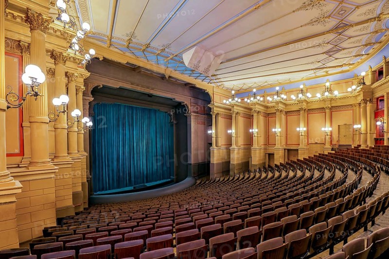 Auditorium, hall, interior view of the Richard Wagner Festival Theatre of the Bayreuth Festival on the Green Hill, Bayreuth, Upper Franconia, Franconia, Bavaria, Germany, Europe