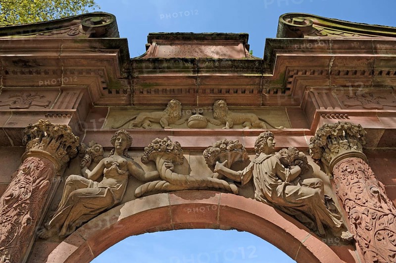 Detail of the Elisabeth Gate, 1615, castle ruins, castle courtyard, Heidelberg, Baden-Württemberg, Germany, Europe