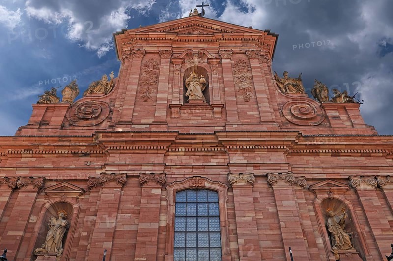 Facade of the Jesuit Church built from 1712 to 1759 in the Baroque style, Richard Hauser Platz, Heidelberg, Baden-Württemberg, Germany, Europe