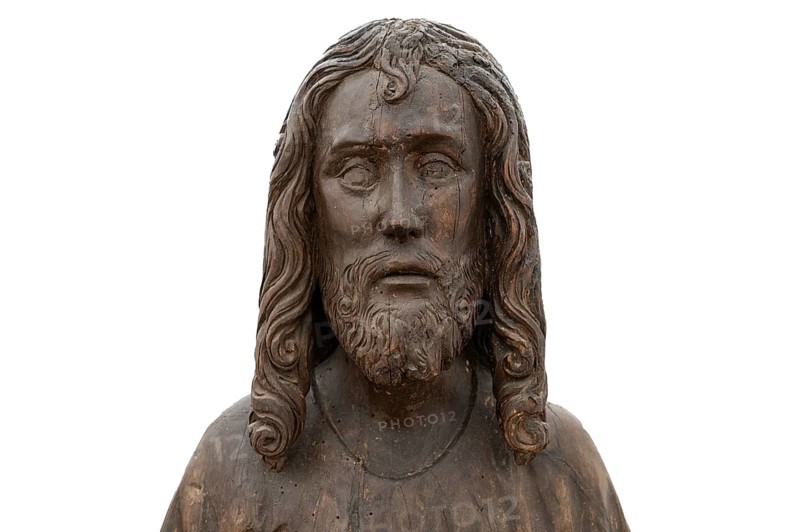 Christ on the Palm Donkey, c. 1500, detail, on white ground, Zeppelin Museum, Friedrichshafen, Baden-Württemberg, Germany, Europe