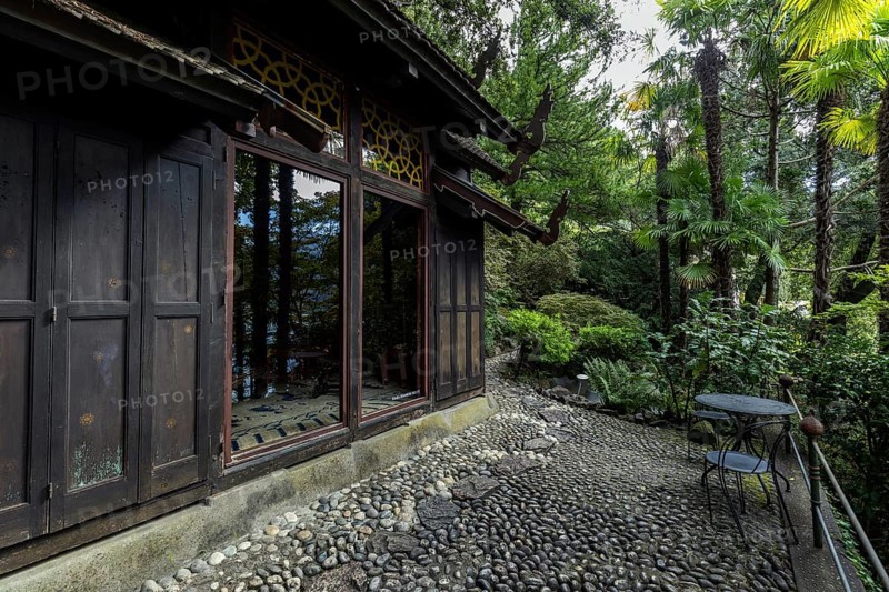 Teahouse, Casa Siamese, Scherrer Park, Parco Scherrer, Morcote, Lake Lugano, Lago di Lugano, Canton Ticino, Switzerland, Europe