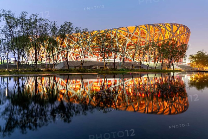 Olympic Stadium Bird's Nest Beijing Olympic Stadium modern architecture in Beijing, China, Asia