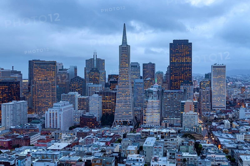 The San Francisco skyline at dusk, California, United States of America, USA, North America