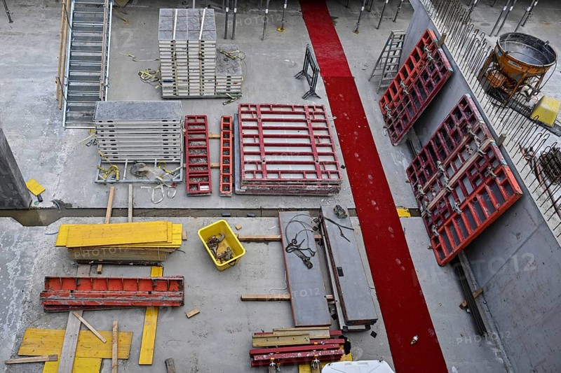 Wall formwork construction site