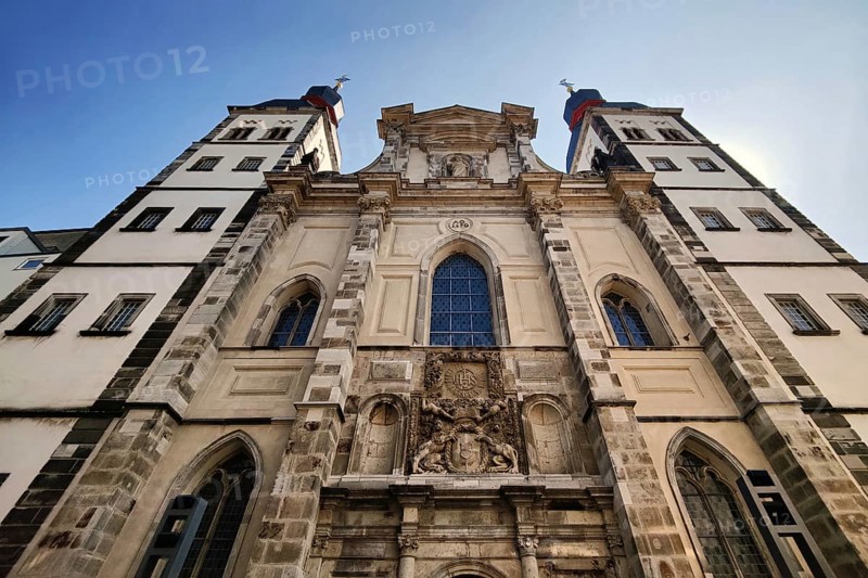 Namen-Jesu-Kirche seen from bottom to top, post-Gothic church building in the narrow Bonngasse, Bonn, North Rhine-Westphalia, Germany, Europe