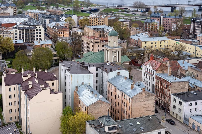 View from the Academy of Sciences to the Jesus Church in the Moscow Suburb, Riga, Latvia, Europe