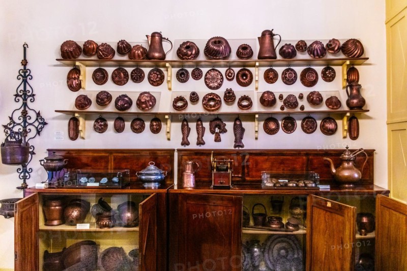 Baking moulds, kitchen, Civico Museo Sartorio with original 19th century living rooms of the family and museum gallery, Trieste, harbour town on the Adriatic, Friuli, Italy, Trieste, Friuli, Italy, Europe