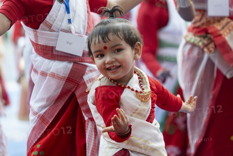 Children participate in a Bihu dance workshop, ahead of Rongali Bihu festival, in Guwahati, Assam, India on 6 April 2024. Bihu dance is a traditional dance form from the state of Assam, associated with the Bihu festival, which marks the beginning of the Assamese New Year