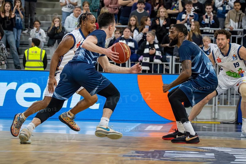 16.03.2024, easy Credit BBL, German Basketball League, Matchday 24) : Game scene MLP Academics Heidelberg against Rostock Seawolves (final score 88:86) . Player on the ball: Justin Jaworski (25, Academics Heidelberg)