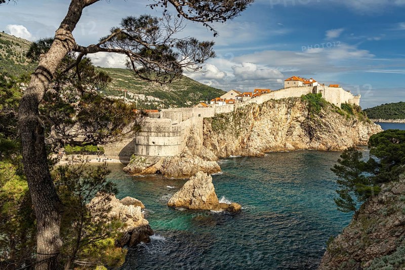 Bokar Fortress, Kolorina Bay and city walls in Dubrovnik, Croatia, Europe