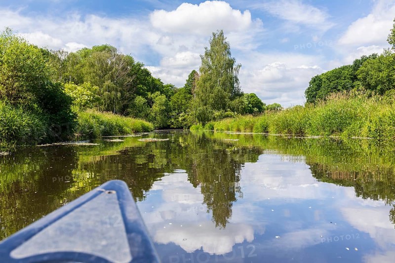 Canoeing on the Große Röder near Skassa, Großenhain, Saxony, Germany, Europe