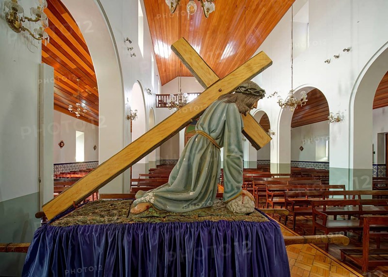 Christ figure, Christ carrying the cross, Church of Santa Maria Madalena, interior view, Porto Moniz, Madeira, Portugal, Europe