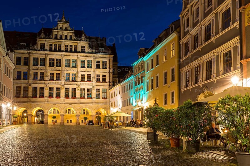 New town hall at Untermarkt by night, Görlitz, Saxony, Germany, Europe