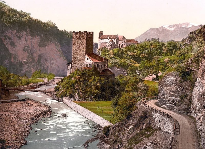 Sarntal, Ried and Runkelstein Castle, formerly Tyrol, Austria-Hungary, today South Tyrol, Italy, Historical, digitally restored reproduction from a 19th century original, Record date not stated, Europe