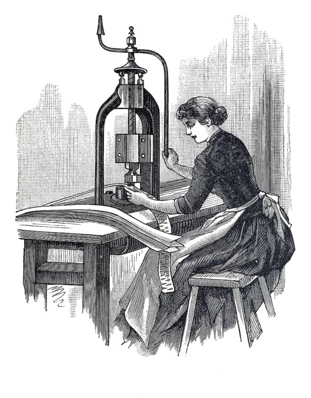 Exhibition on accident prevention in Berlin in 1889, fabrication of steel springs, digital reproduction of an original from the 19th century, historical