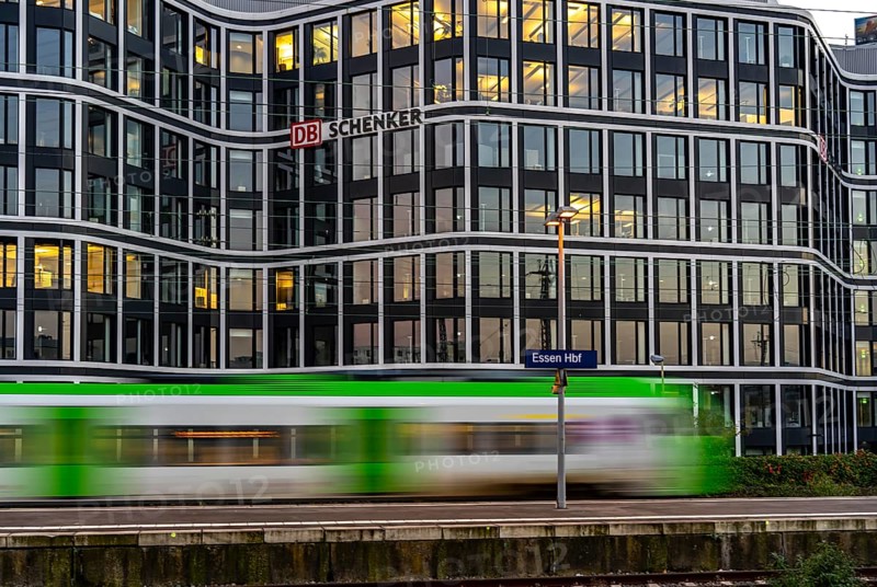 The headquarters of the logistics service provider DB Schenker AG, on Kruppstrasse, at the main railway station in Essen, North Rhine-Westphalia, Germany, Europe