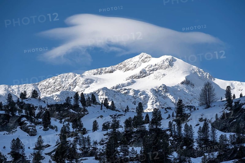 Summit of Monte Cevedale, snow-covered mountain landscape, Ortler Alps, Vinschgau Valley, Italy, Europe