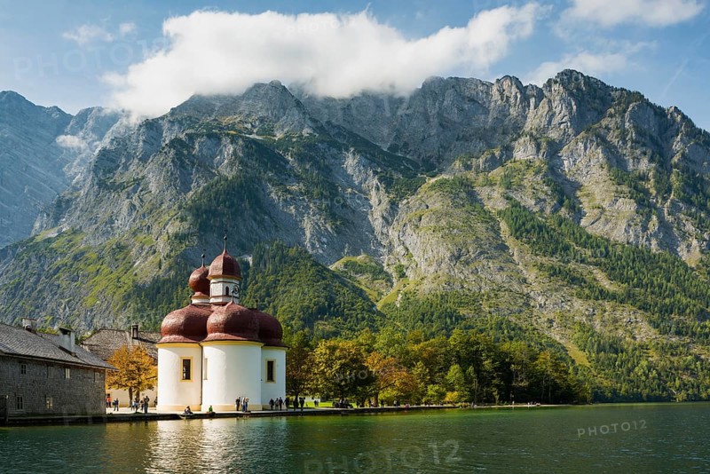 Church of St Bartholomä, Königssee, Schönau, Berchtesgaden National Park, Berchtesgadener Land, Upper Bavaria, Bavaria, Germany, Europe