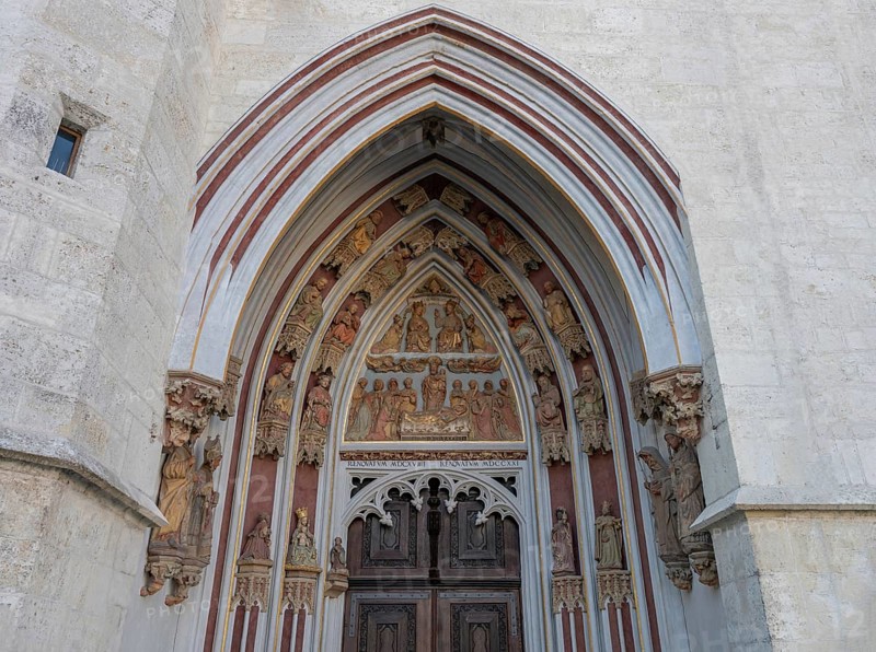 Detail of the Eichstätt Cathedral portal, late Gothic around 1718, Eichstätt, Upper Bavaria, Germany, Europe