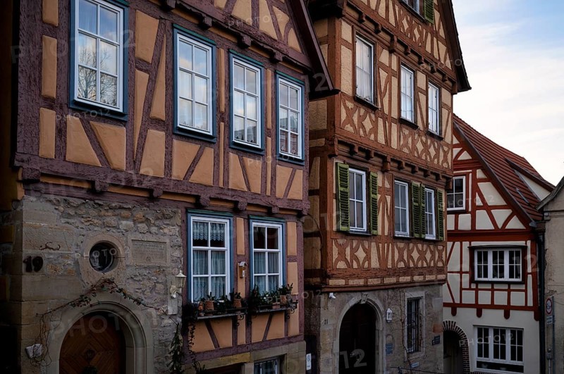 Row of houses, former deaconry, half-timbered houses, Schiller town of Marbach am Neckar, Baden-Württemberg, Germany, Europe