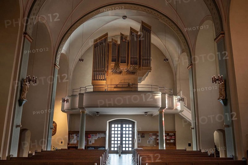Organ loft of the Church of St John the Baptist, Siegen, North Rhine-Westphalia, Germany, Europe