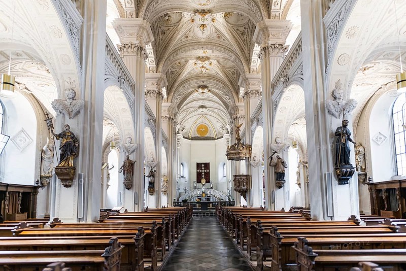 Interior view, St Andrew's Church, Düsseldorf, North Rhine-Westphalia, Rhineland, Germany, Europe
