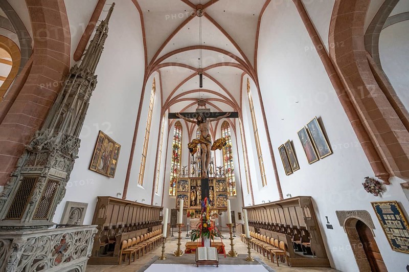 Chancel of the town church of St John and St Martin, built in the 15th century in Gothic style, Schwabach. Middle Franconia, Bavaria, Germany, Europe