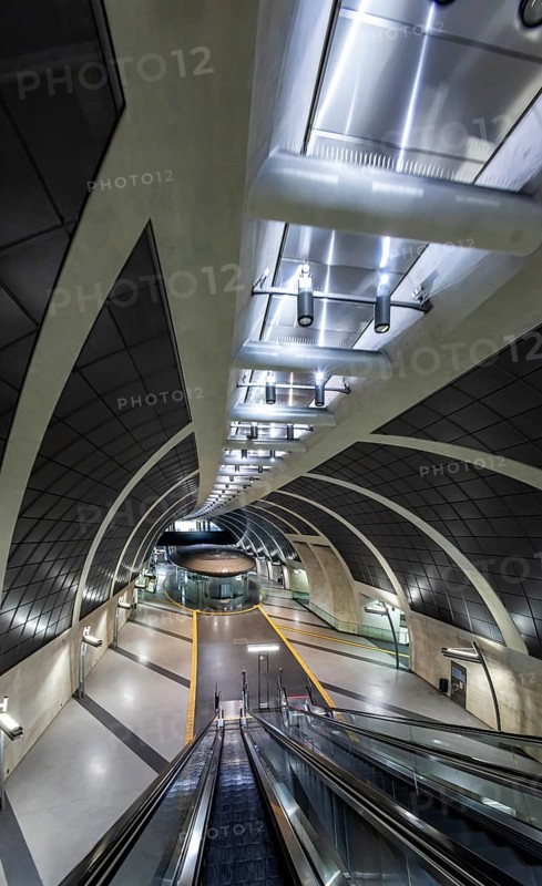 Modern architecture of the Heumarkt light rail station. Kölner Verkehrs-Betriebe AG (KVB) is a transport company that operates public transport in the city of Cologne, North Rhine-Westphalia, Germany, Europe