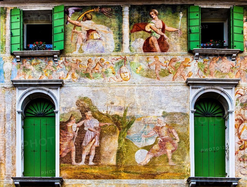 Palaces on the old town streets, medieval old town, Portogruaro, Veneto, Friuli, Italy, Portogruaro, Veneto, Italy, Europe