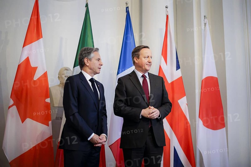 60th Munich Security Conference. (L-R) : Antony Blinken, Secretary of State of the United States of America, and David Cameron, Foreign Secretary of the United Kingdom Munich, 17 February 2024. Photographed on behalf of the Federal Foreign Office