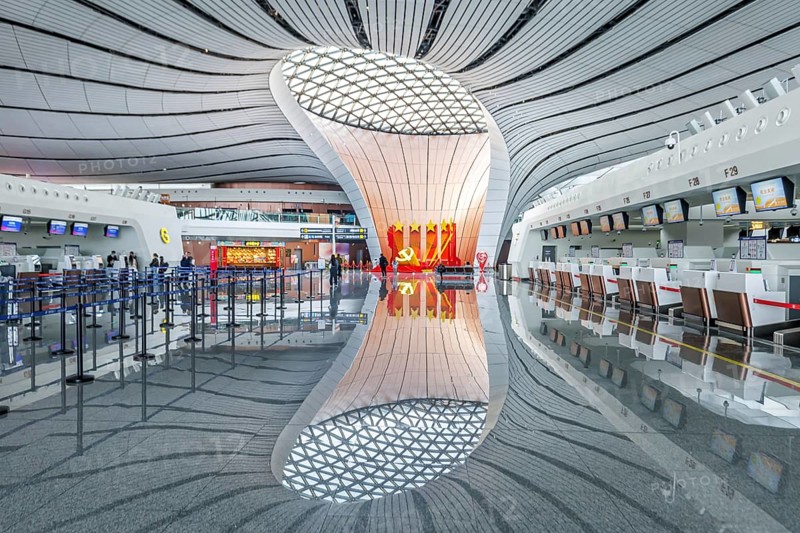 Terminal of the new Beijing Daxing New International Airport (PKX) in Beijing, China, Asia