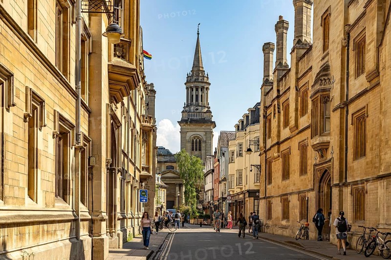 Turl Street and the former Anglican church All Saints Church in Oxford, Oxfordshire, England, Great Britain