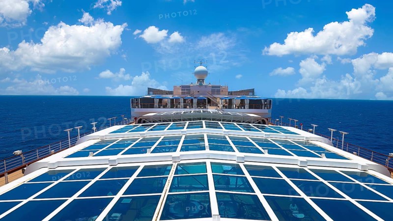 Sailing luxury cruise ship on vacation heading to Panama Canal for scenic crossing