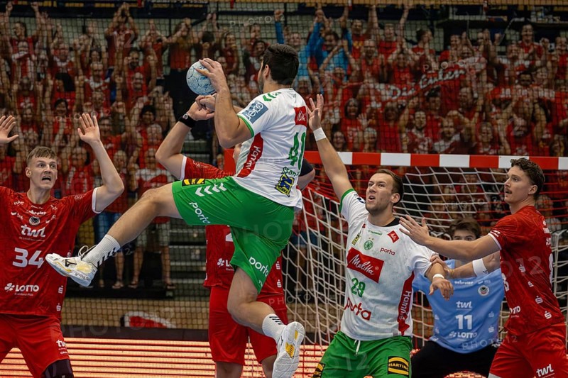 06.09.2024, 2nd HBL (German Handball League), Matchday 1: Eulen Ludwigshafen against GWD Minden. On the ball: Luca Sebetic (40, Minden)