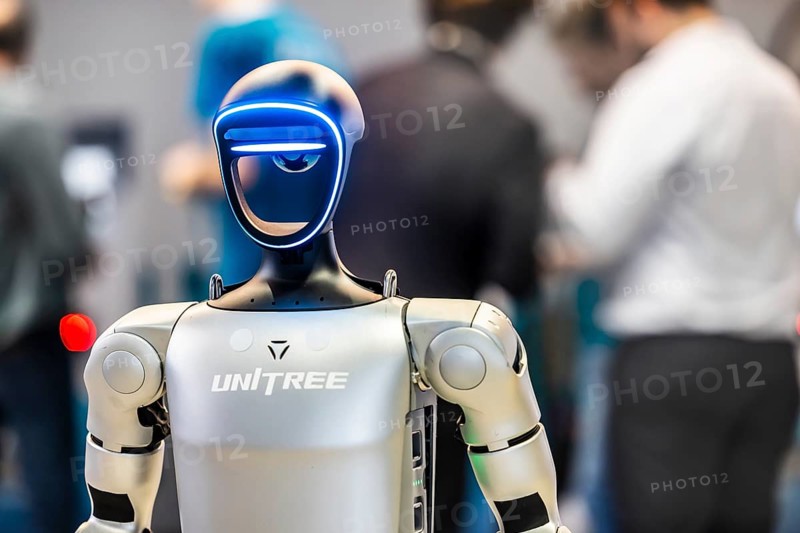 Unitree H1, H1-2, the first humanoid robot from the Chinese company Unitree. European Robotics Forum (ERF) in Stuttgart. The networking event brings together science, researchers and companies. This year's focus is on synergies between robotics and artificial intelligence. Stuttgart, Baden-Württemberg, Germany, Europe
