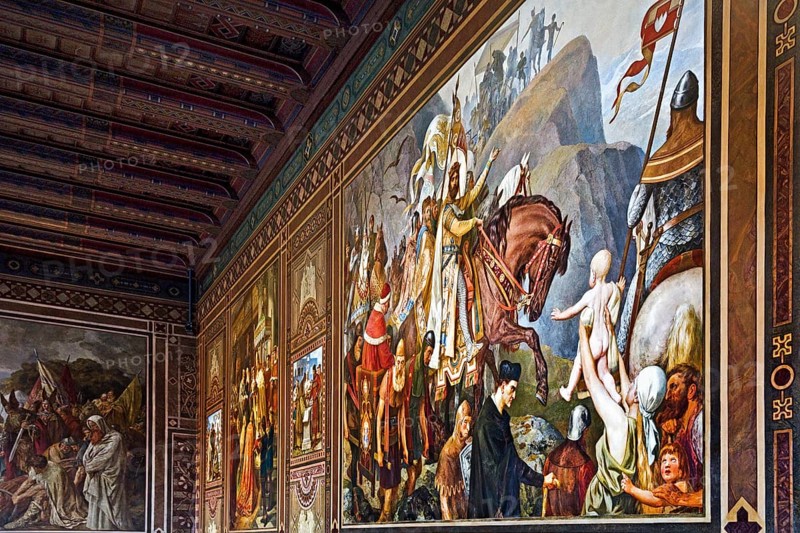 Henry III's return from Italy in 1047 by Hermann Wislicenus, mural in the Kaisersaal Goslar, Lower Saxony, Germany, Europe
