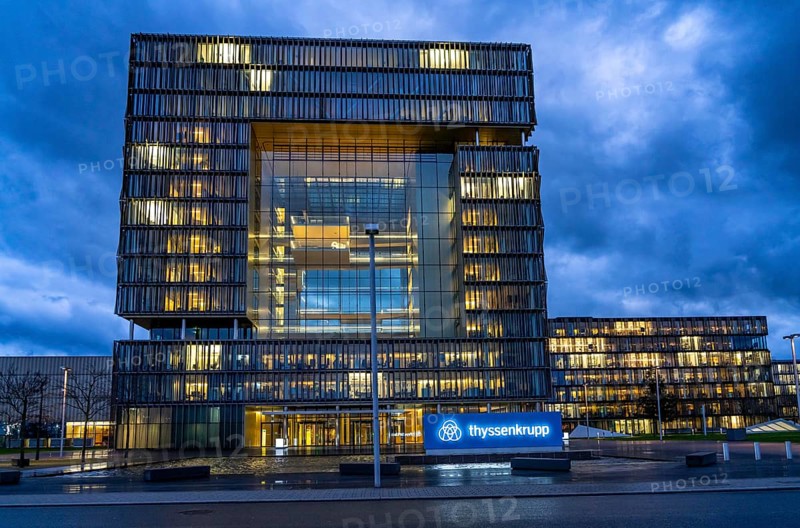 The Ruhr Tech Campus Essen, formerly the Thyssenkrupp Campus, headquarters of Thyssenkrupp, building K1, since 2024 other companies such as E.ON and Siemens have been located on the site, Essen North Rhine-Westphalia, Germany, Europe