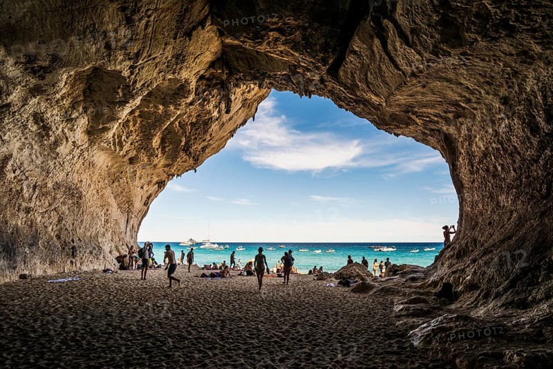 Cave and beach, Cala Luna, Gulf of Orosei National Park, Parco Nazionale del Gennargentu e del Golfo di Orosei, Baunei, Nuoro, Sardinia, Italy, Europe