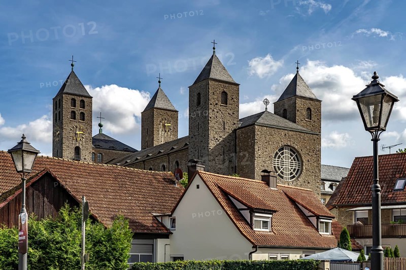 Monastery church of Münsterschwarzach Abbey in Schwarzach am Main, Bavaria, Germany, Europe