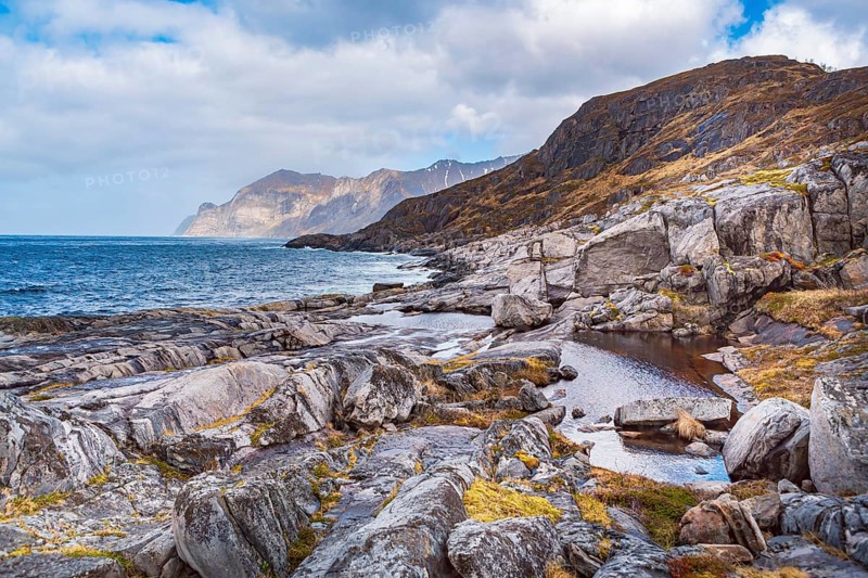 Fjords near Mefjordvaer on the island of Senja in Norway