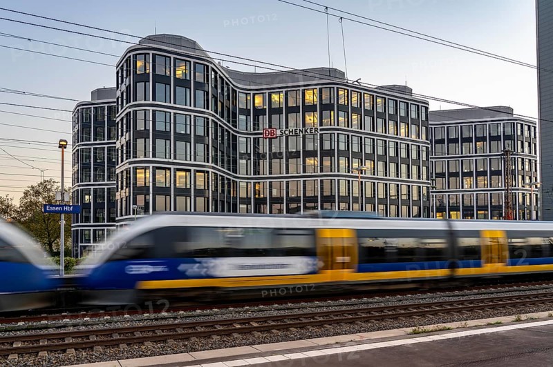 The headquarters of the logistics service provider DB Schenker AG, on Kruppstrasse, at the main railway station in Essen, North Rhine-Westphalia, Germany, Europe