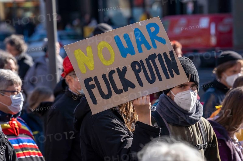 Peace demonstration against the war in Ukraine, instead of the Rose Monday parade in Cologne, with over 250, 000 participants, in the city centre, with many carnivalists, North Rhine-Westphalia, Germany, Europe