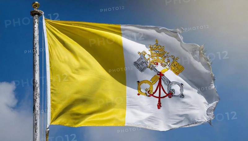 Flags, the national flag of the Vatican, Vatican State fluttering in the wind