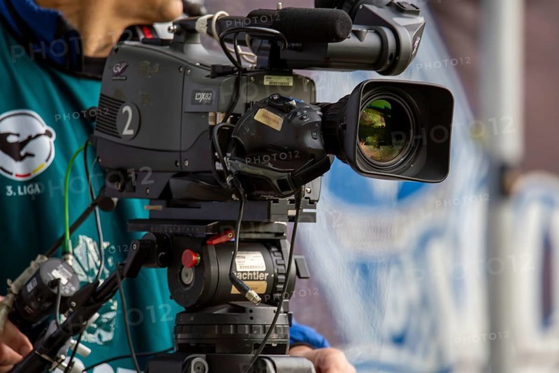 Television camera at a third division match (football) in Germany