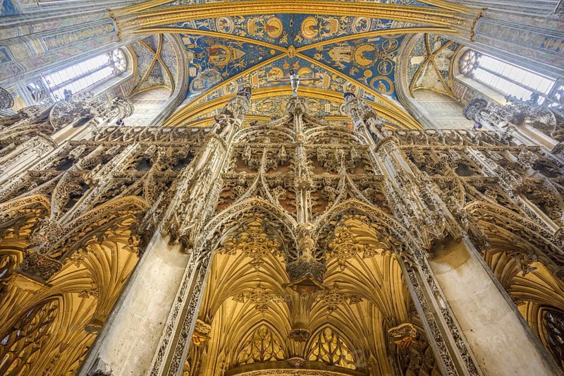 Detail of the rood screen in St Cecilia's Cathedral, Albi, Département Tarn, France, Europe