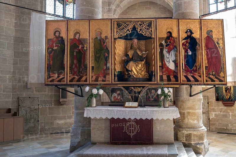 St Andrew's altar, probably by Michael Wohgemut, dating from around 1500, in St Andrew's Church, Weißenburg, Middle Franconia, Bavaria, Germany, Europe