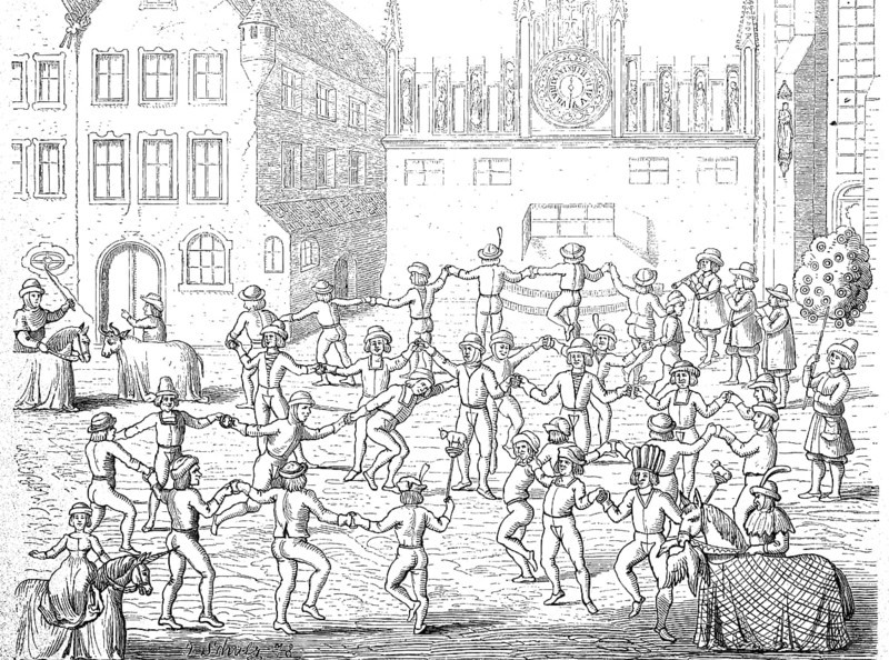 The butcher's dance from 1449, Nuremberg, Bavaria, Germany, popular entertainment in the 16th and 17th centuries, historical, digital reproduction of an original from the 19th century, Europe