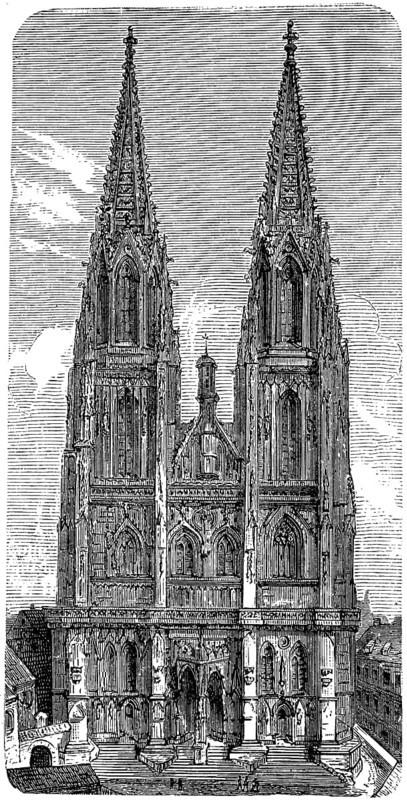 The cathedral of Regensburg, Bavaria, Germany, in 1880, Historical, digital reproduction of an original from the 19th century, Europe