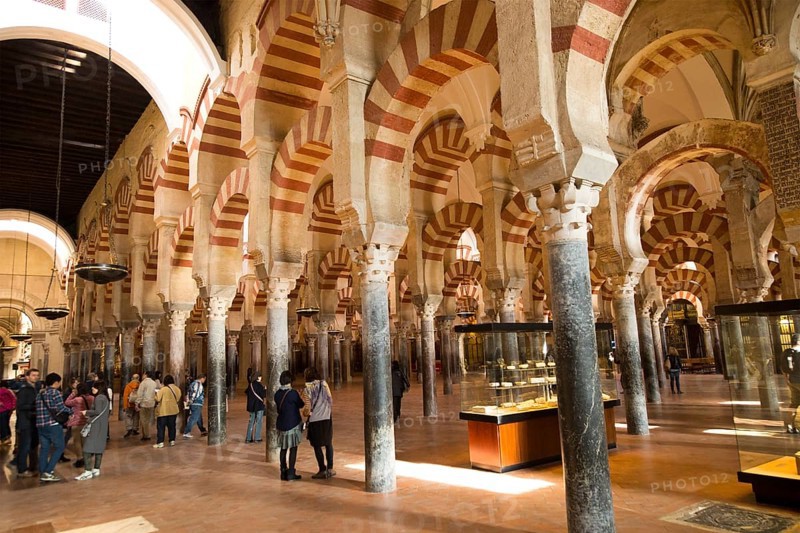 Moorish arches in the former mosque now cathedral, Cordoba, Spain, Europe
